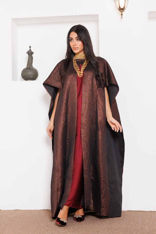 Milan Metallic Burgundy Kaftan