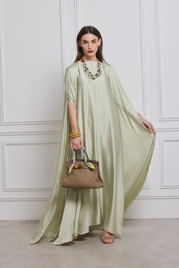 Pistachio Green Silk Abaya