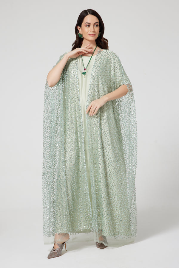 Pistachio beaded kaftan